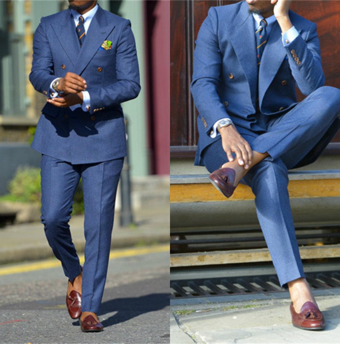 Men Formal Wear Blue - Dark Blue Formal Mens Suits Two