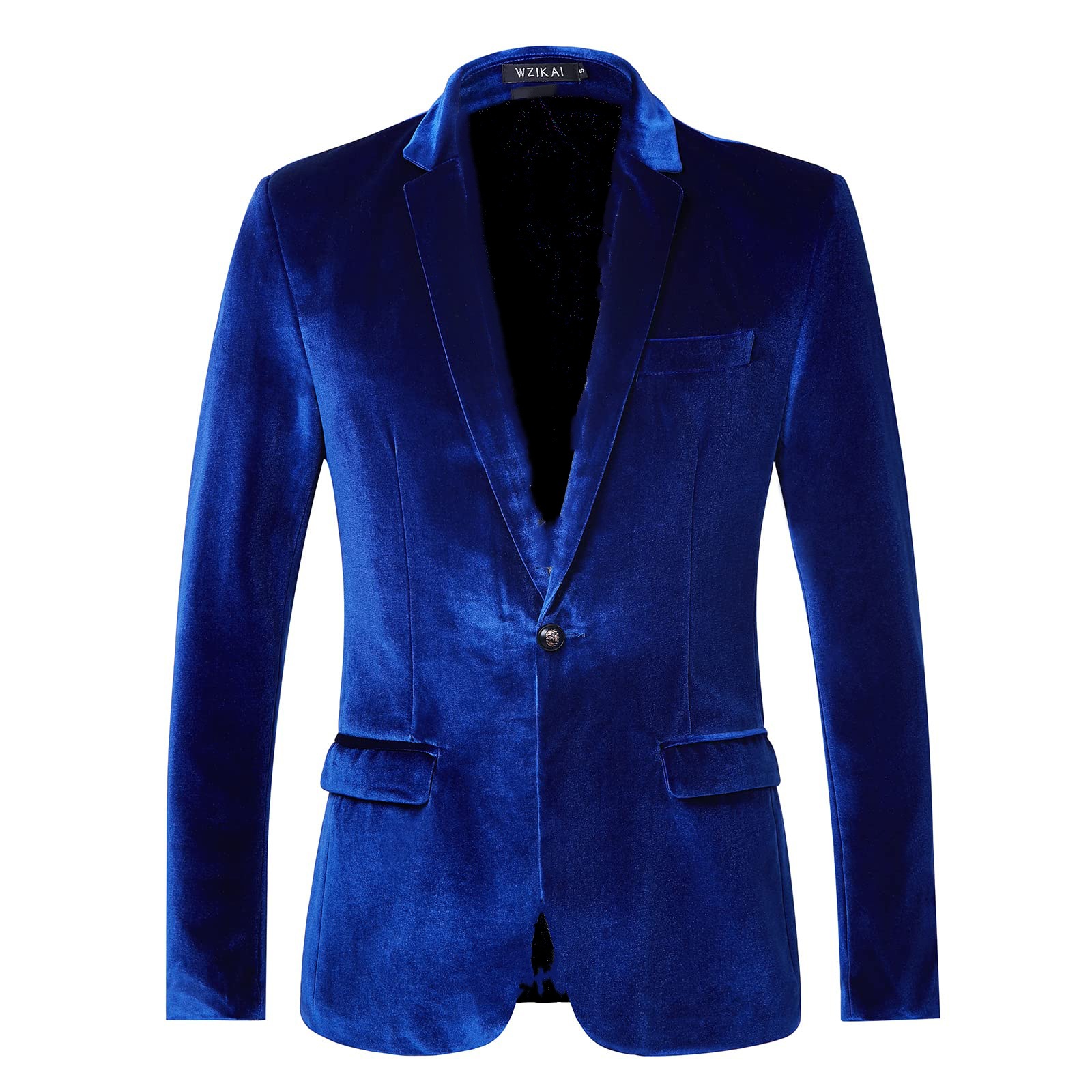 Men Formal Wear Blue - Men's Slim Fit Velvet Blazer Jacket