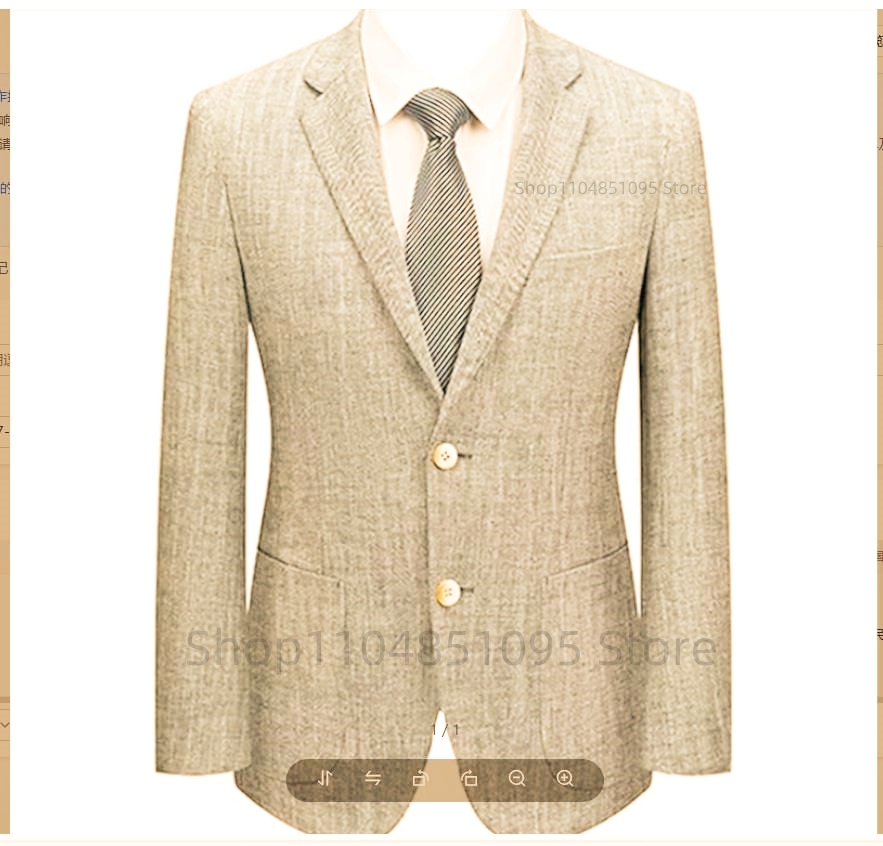 Men Formal Wear Blue - Men's Slim Fit Linen Suit Blazer