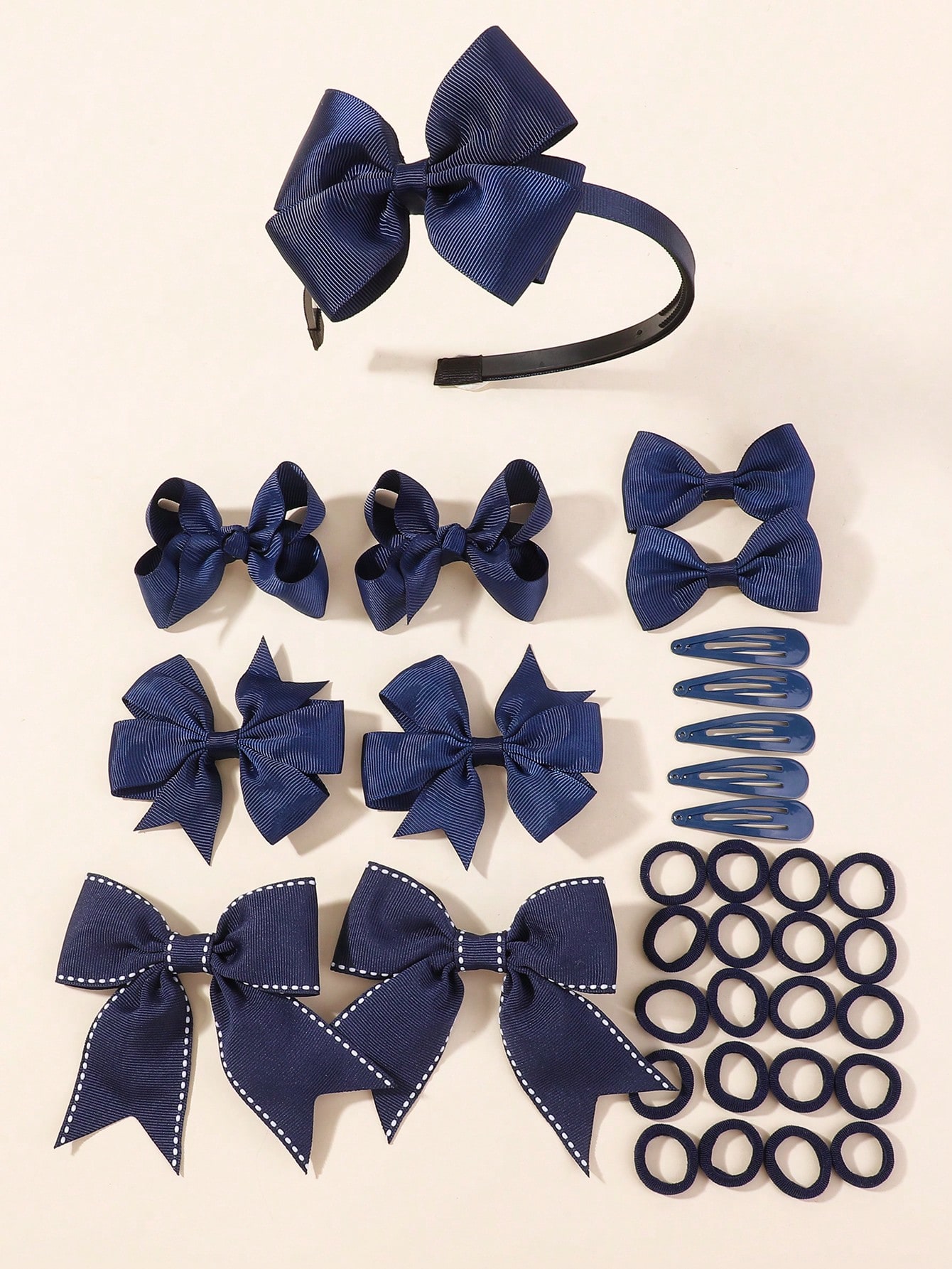 Tie Bar Clip - 34Pcs/Set New Fashion Layered Hairbands Ribbon