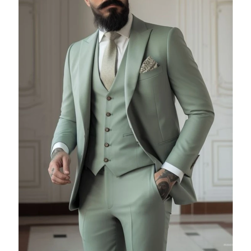 Men Formal Wear With Blazer - Light green Suits Men Suits 3