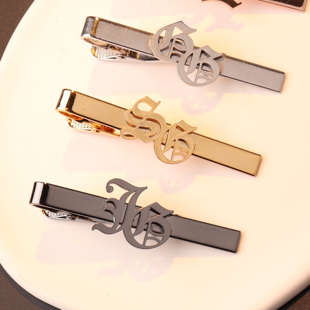 Tie Bar Clip - Custom Name Initials Tie Clip for