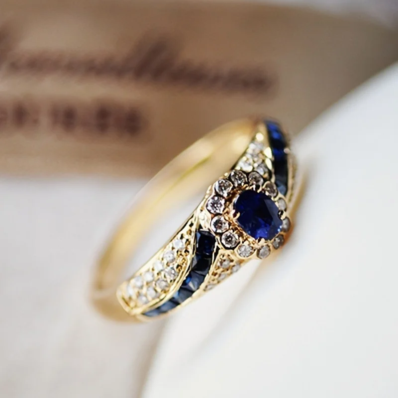 Men Formal Wear Blue - 1pc Elegant Golden-Tone Alloy Ring with