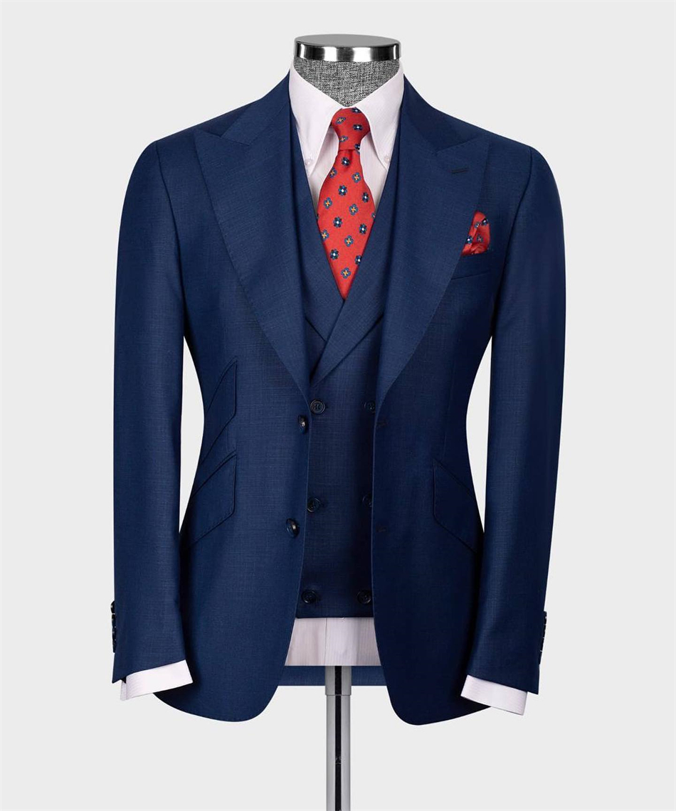 Elegant Navy Blue Classic Wedd - Men Formal Wear Blue recension och pris