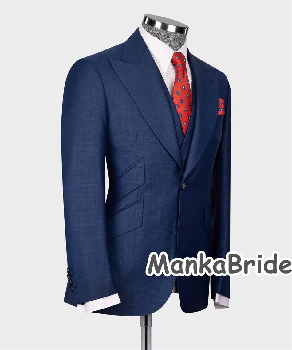 Elegant Navy Blue Classic Wedd - Men Formal Wear Blue recension och pris