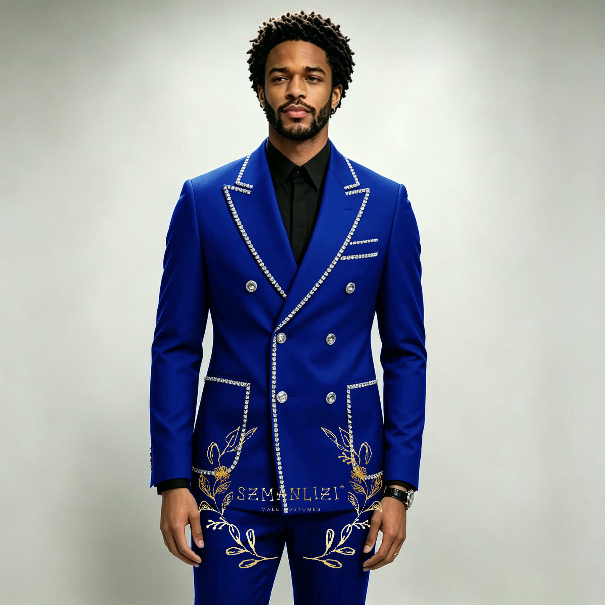 Luxury Men's Suits 2 Pieces Ro - Men Formal Wear Blue recension och pris