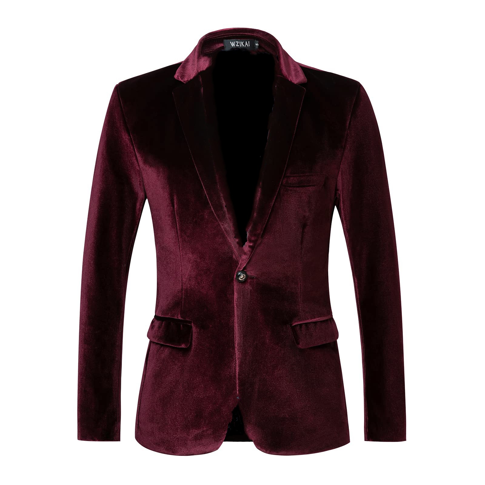 Men's Slim Fit Velvet Blazer J - Men Formal Wear Blue recension och pris