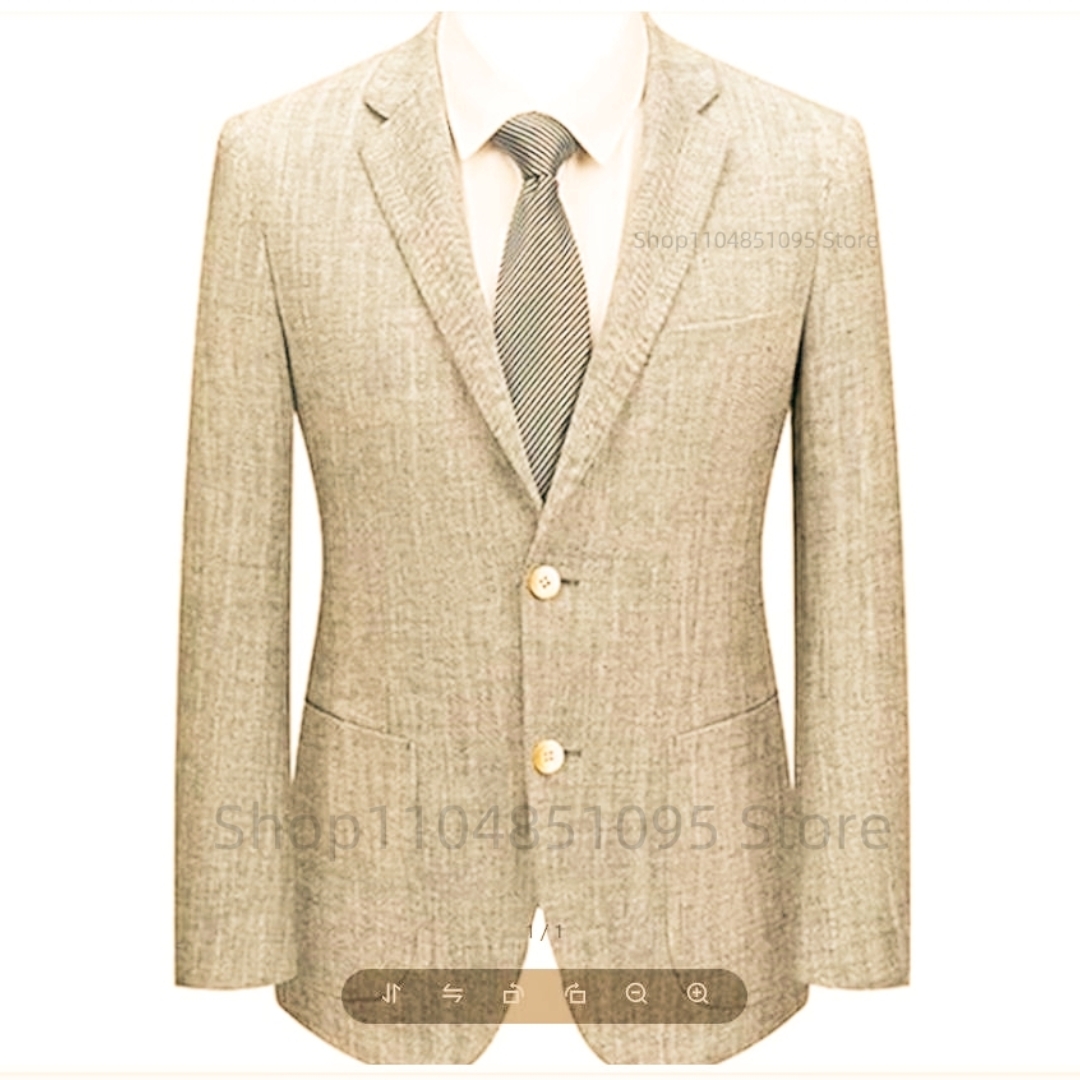 Men's Slim Fit Linen Suit Blaz - Men Formal Wear Blue recension och pris