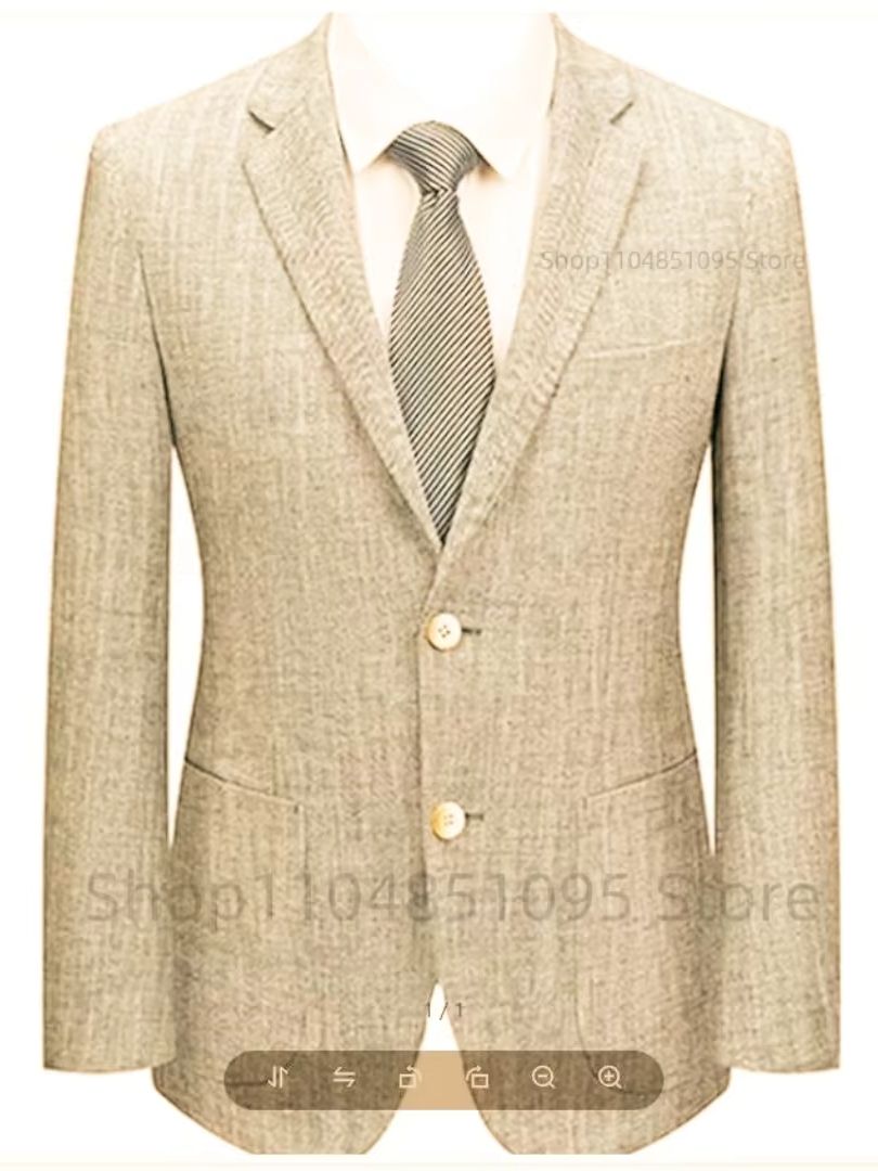 Men's Slim Fit Linen Suit Blaz - Men Formal Wear Blue recension och pris