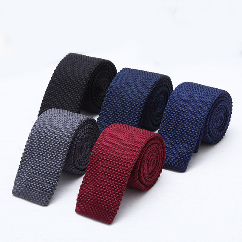 6cm Solid Black White Knitted  - Men Formal Wear Blue recension och pris