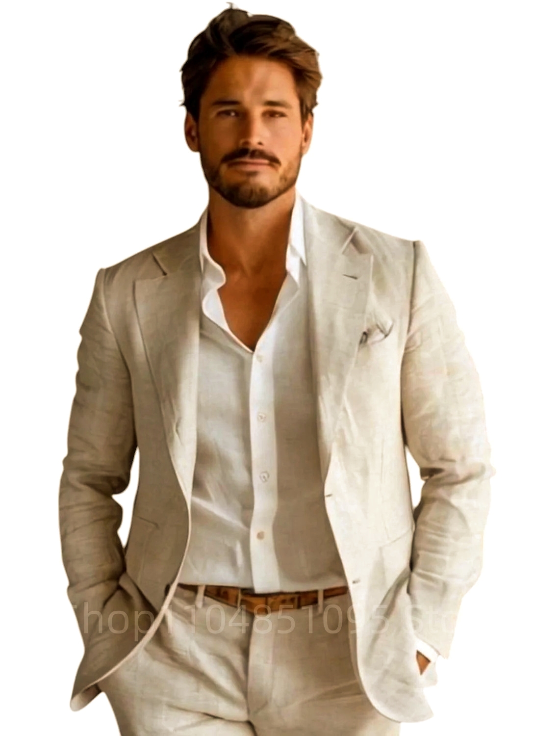 Blue Slim Fit Men's Linen Blaz - Men Formal Wear Blue recension och pris