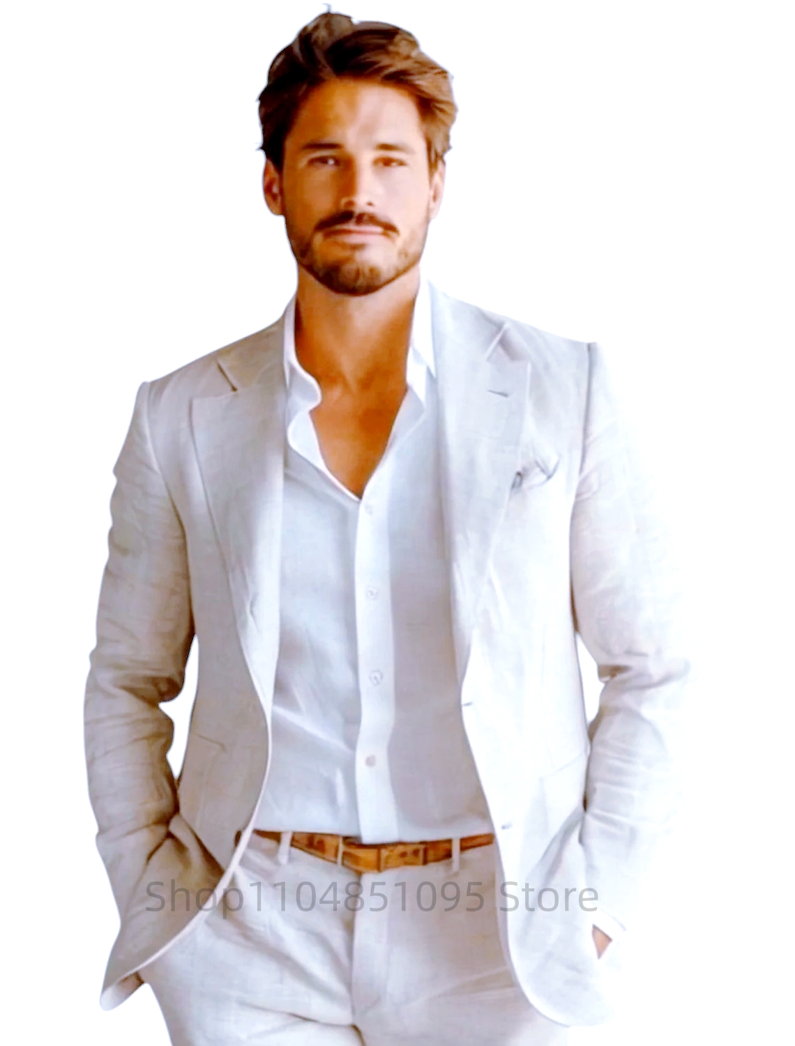 Blue Slim Fit Men's Linen Blaz - Men Formal Wear Blue recension och pris