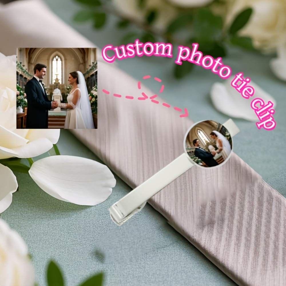 Custom Photo Engraved Text Tie - Tie Bar Clip recension och pris